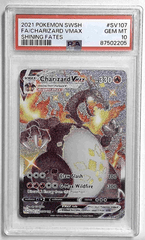 V1073: 2021: FA/CHARIZARD VMAX: SV107/SV122: SHINING FATES: PSA 10: GEM MT: 87502205